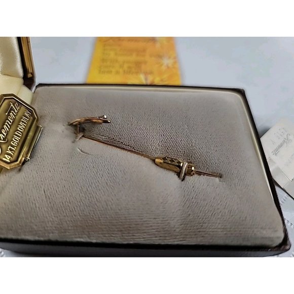 Krementz & Co Wishbone Jewelry Stick Pin 14KT Yellow Gold Overlay Crystal VTG - Picture 12 of 16